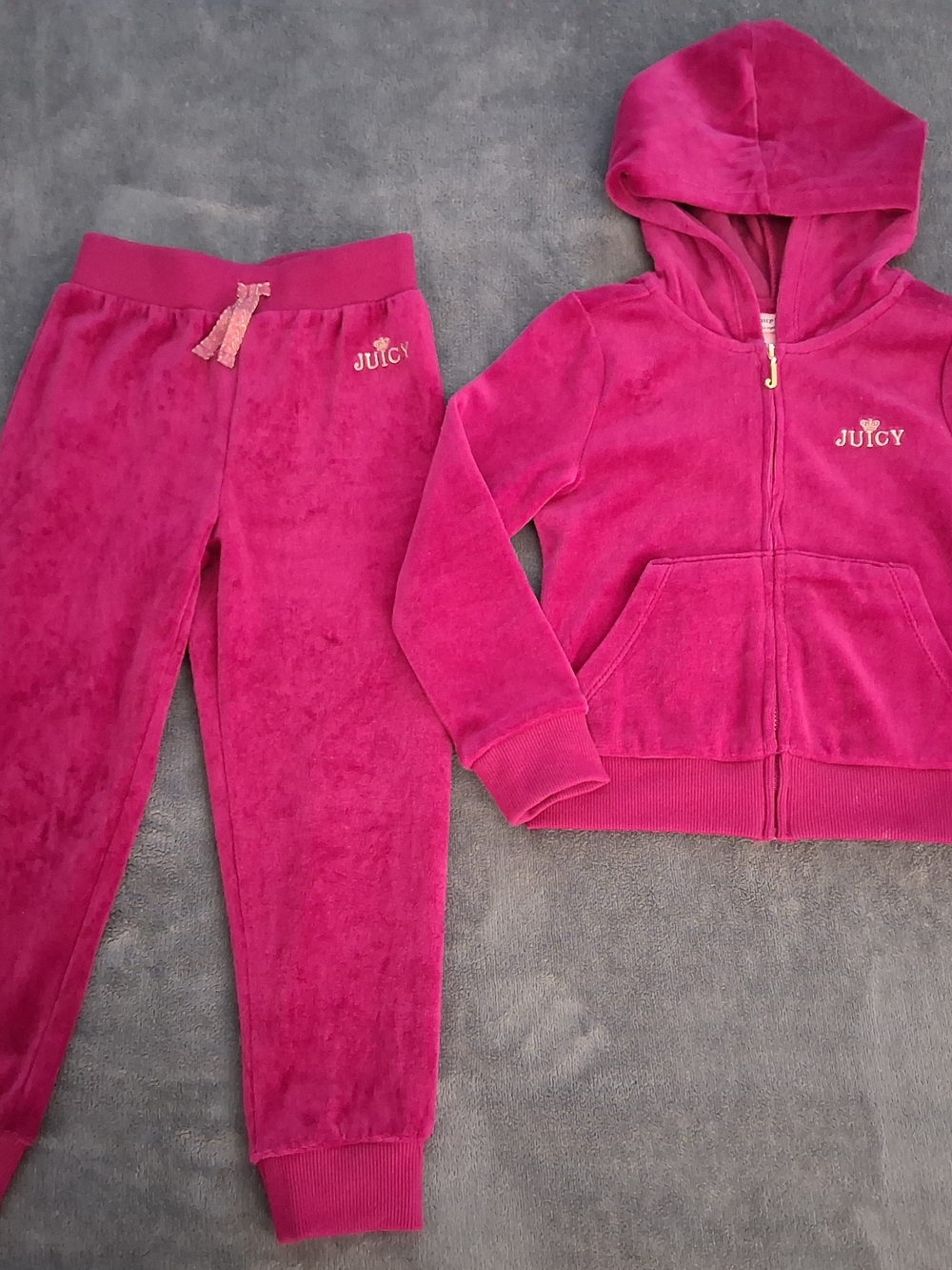 Juicy Couture Couture Kids' Fuchsia Velour Hoodie & Jogger Set